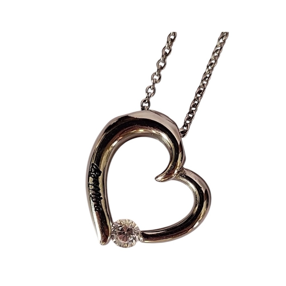 Disney's "be mine" stainless steel open heart CZ pendant